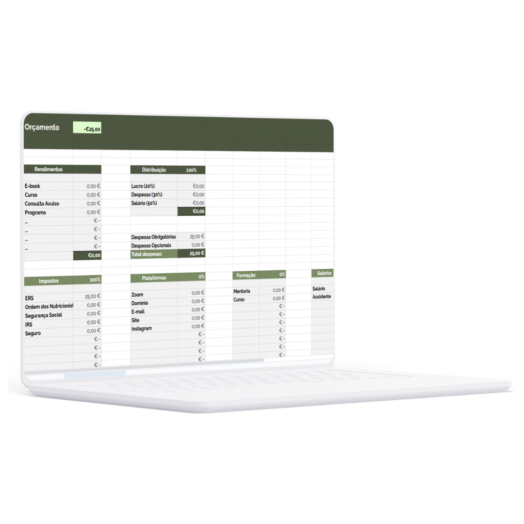 Excel de receitas e despesas